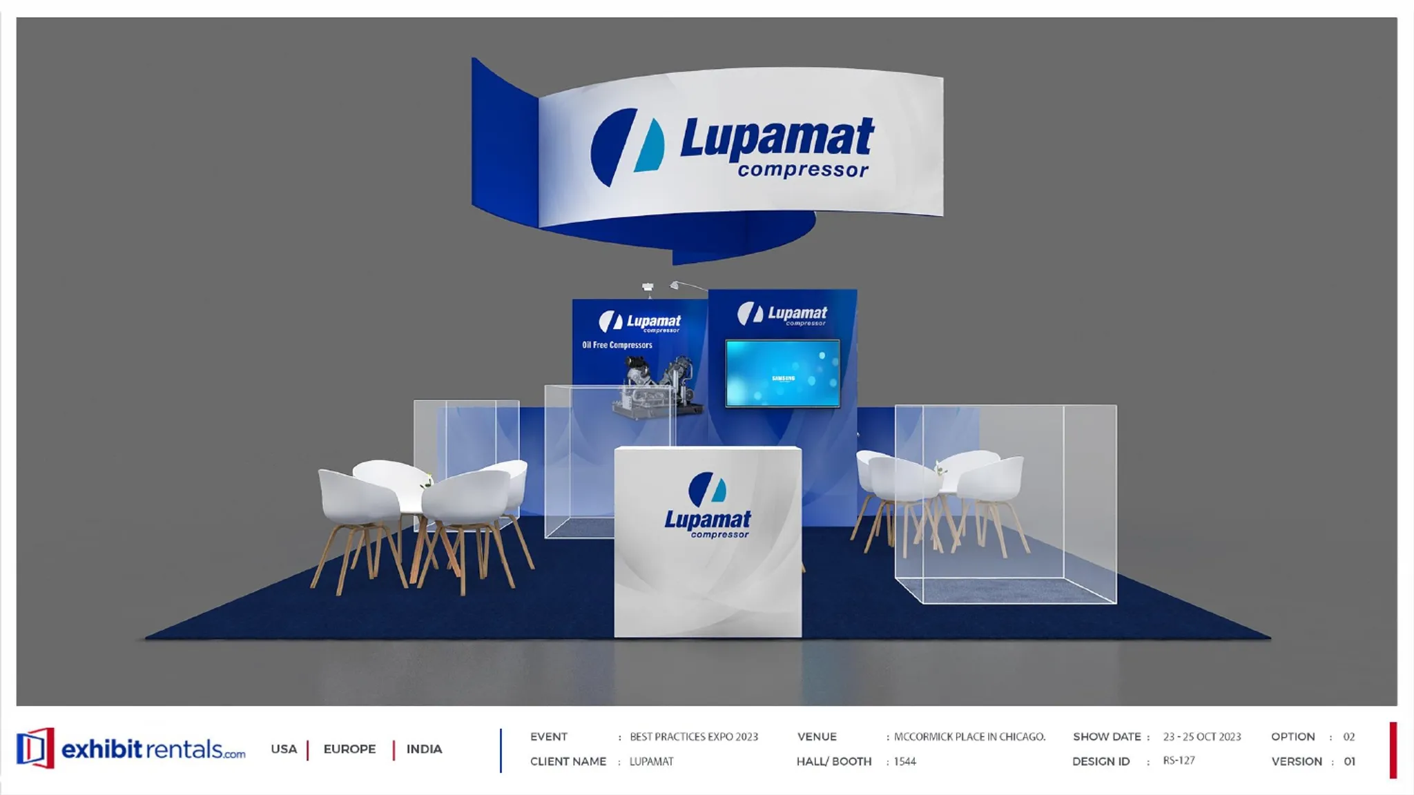 40x40 Peninsula booth design by Exhibit-Rentals